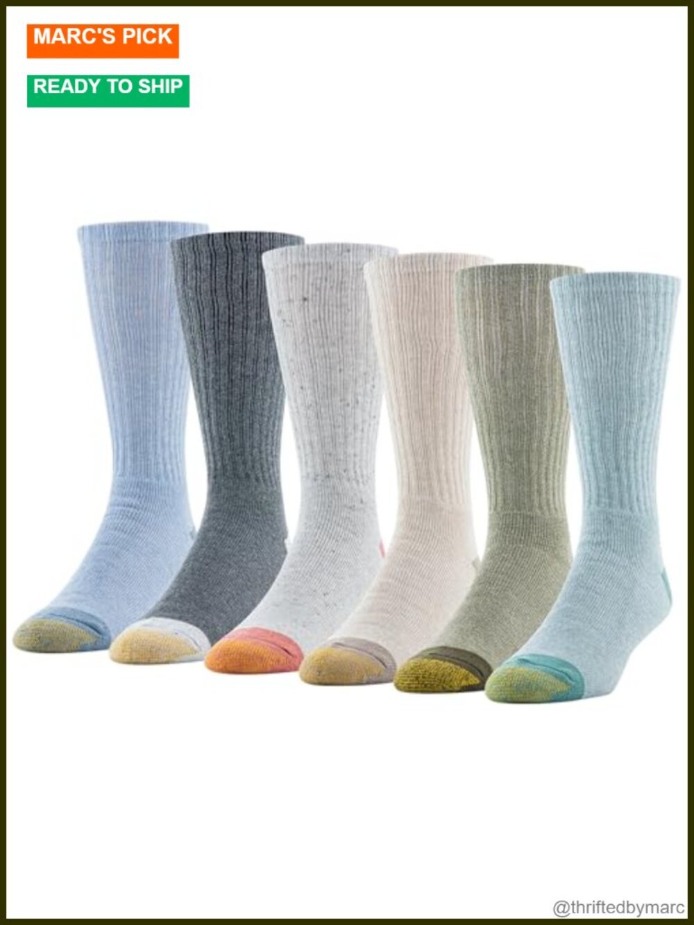 Men's Calf Socks 6-Pack Moisture Wicking Crew Length